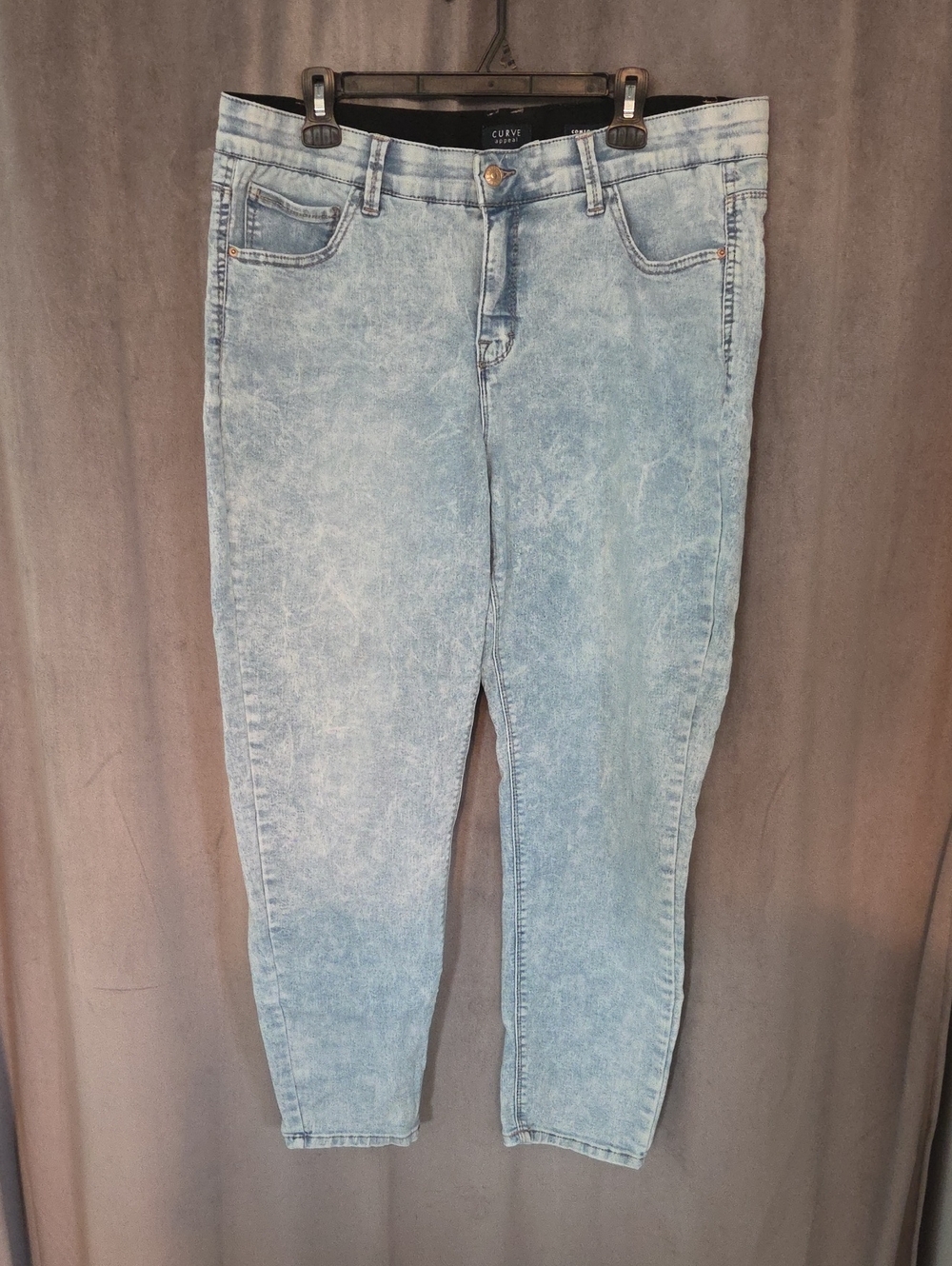 Curve Appeal Size 16 Light Acid Wash Skinny Jeans - Light Blue